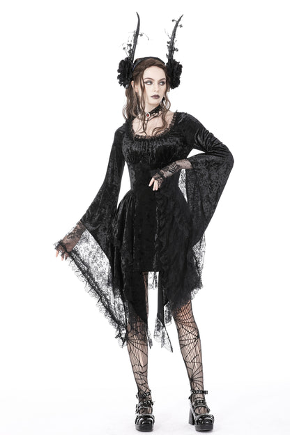 Enchanted Lace Bell Sleeves Velvet Dress by Dark In Love