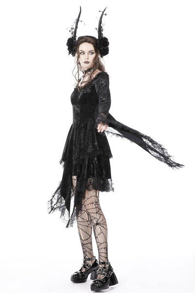 Enchanted Lace Bell Sleeves Velvet Dress by Dark In Love