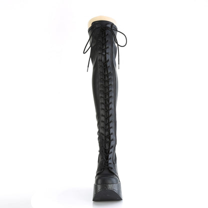 DYNAMITE-300 Star Cut Out Thigh High Boots by Demonia