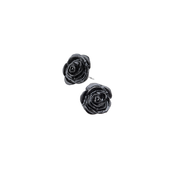 Black Rose Stud Earrings by Alchemy Gothic