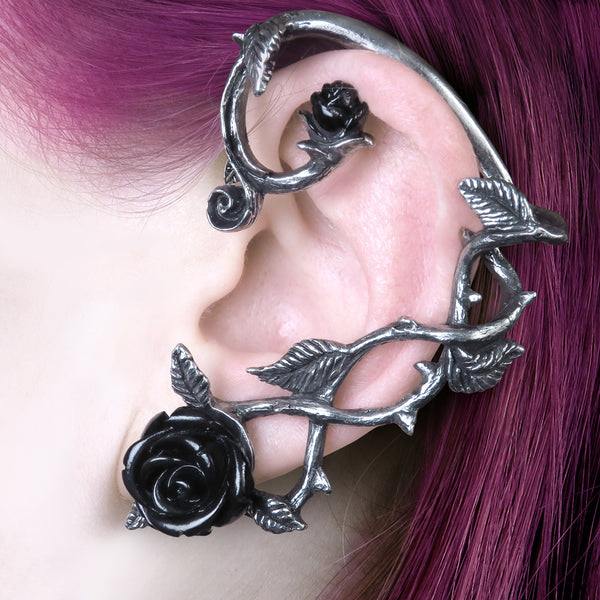 Black Rose Ear-Wrap by Alchemy Gothic