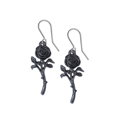 The Romance of the Black Rose Earrings by Alchemy Gothic