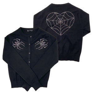 Spiderweb Heart Diamond Cardigan by Kreepsville 666