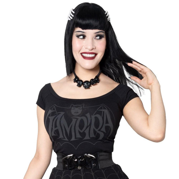 Vampira Retro Bat Dark Shoulder Top by Kreepsville 666