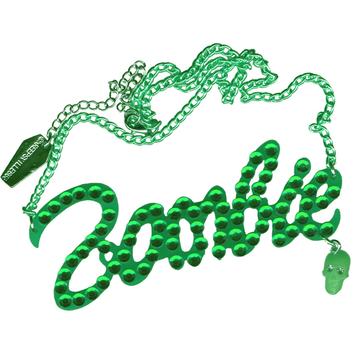 Green Diamonte Zombie Necklace by Kreepsville 666