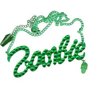 Green Diamonte Zombie Necklace by Kreepsville 666