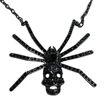 Dia Spider Skull Black Necklace by Kreepsville 666