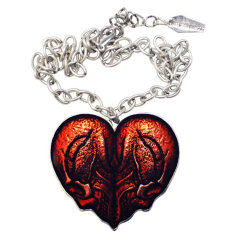 Red Skull Heart Necklace by Kreepsville 666