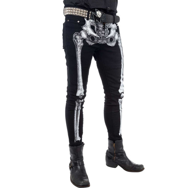 Skeleton White Bone Unisex Skinny Jeans by Kreepsville 666