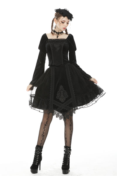 Cemetery Lane Velvet Skirt by Dark In Love