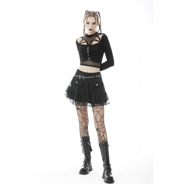 Abandoned Skulls Frill Skirt by Dark In Love