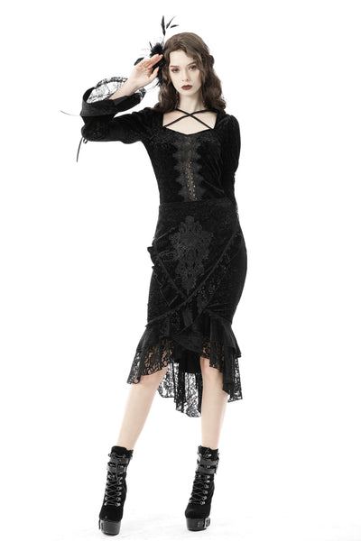 Jacqueline Velvet Tail Skirt by Dark In Love