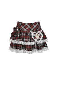 Bunny Plaid Frill Skirt by Dark In Love