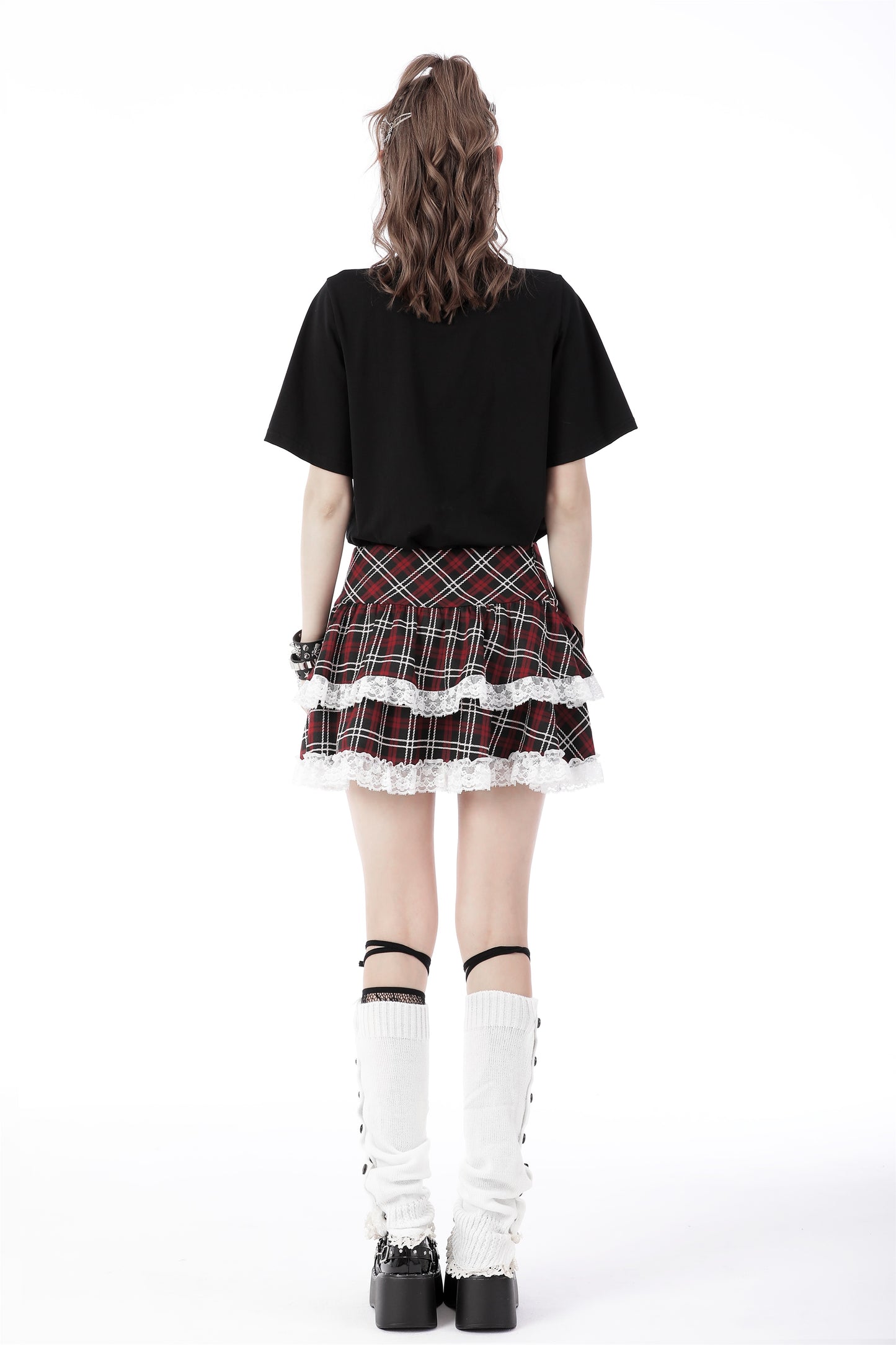 Bunny Plaid Frill Skirt by Dark In Love