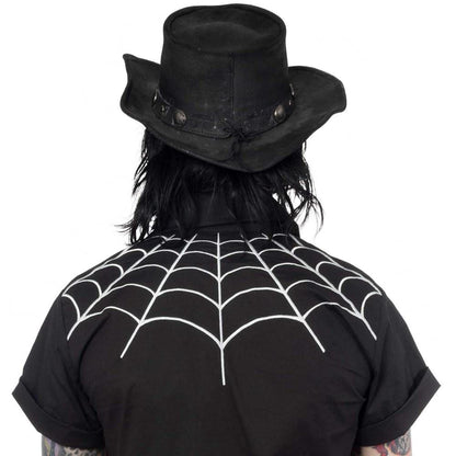 White Spiderweb Western Shirt by Kreepsville 666