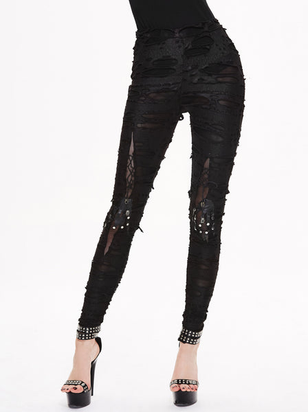 Zombie Kiss Shredded Leggings by Devil Fashion