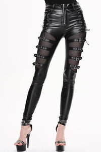 Vincent Faux Leather Buckle Pants by Devil Fashion