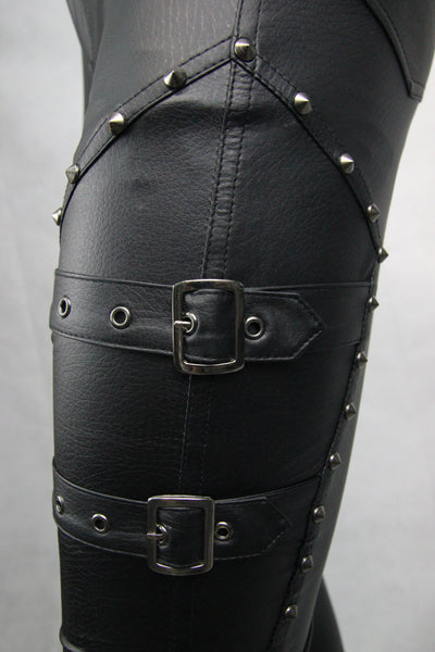 Thunder Studded Faux Leather Pants by Devil Fashion