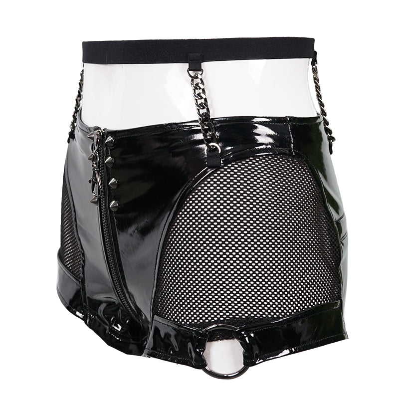 Sinister Faux Leather Shorts by Devil Fashion