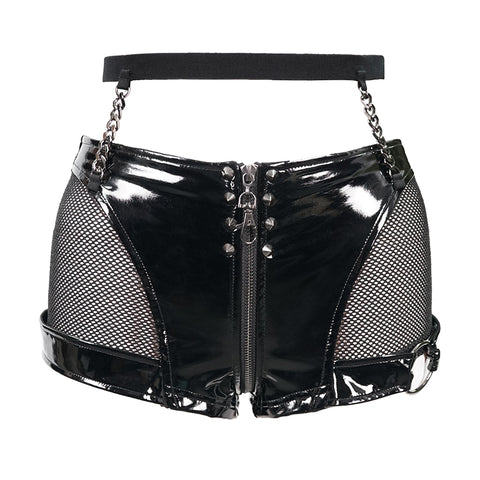 Sinister Faux Leather Shorts by Devil Fashion