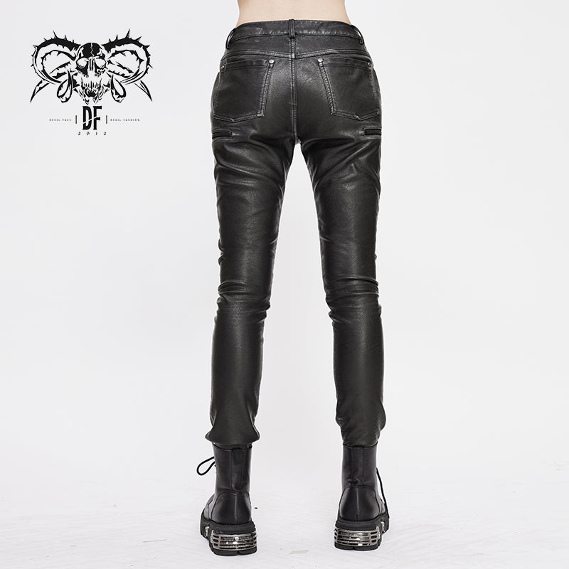 Patchwork Ghoul Faux Leather Pants by Devil Fashion