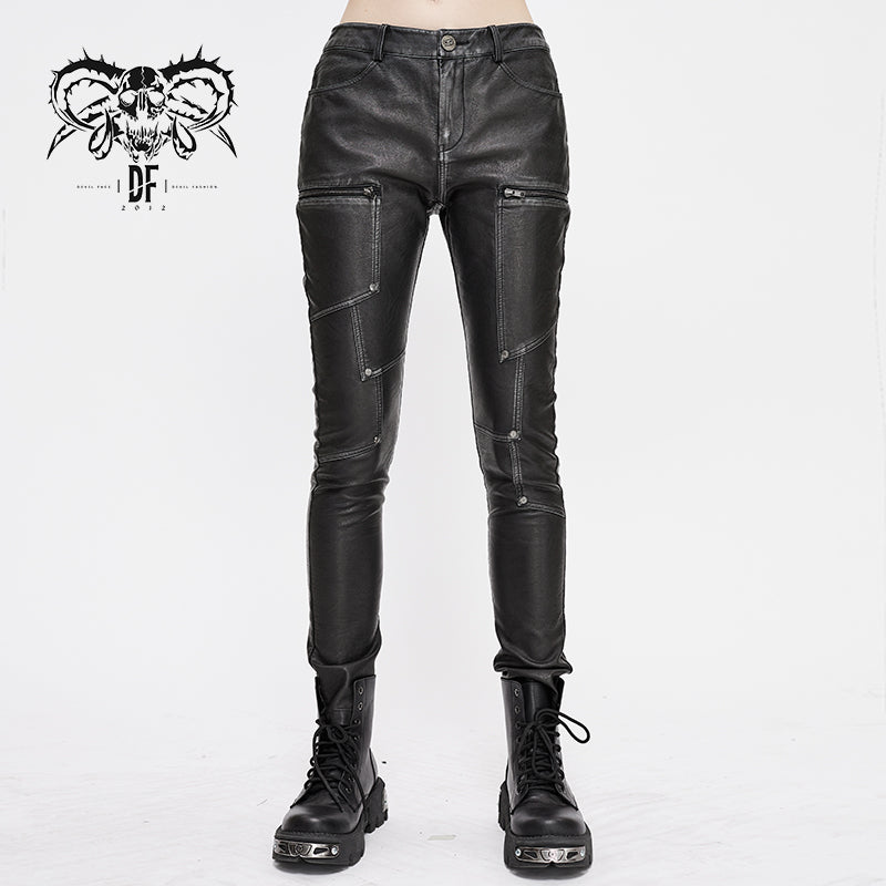 Patchwork Ghoul Faux Leather Pants by Devil Fashion