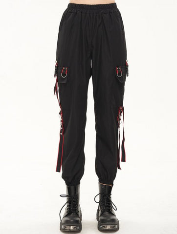 Red Match Cargo Pants by Devil Fashion
