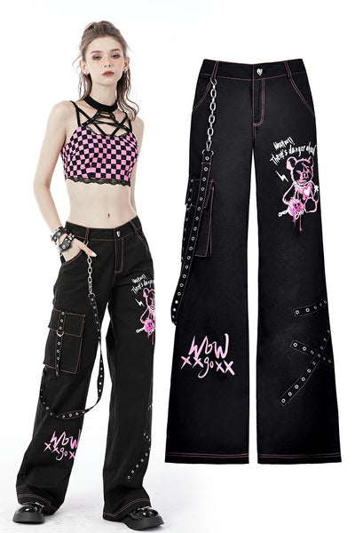 Pink Mad Bear Pants by Dark In Love