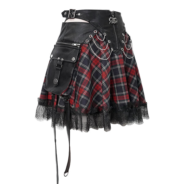 Rotten to the Core Plaid Skirt by Devil Fashion