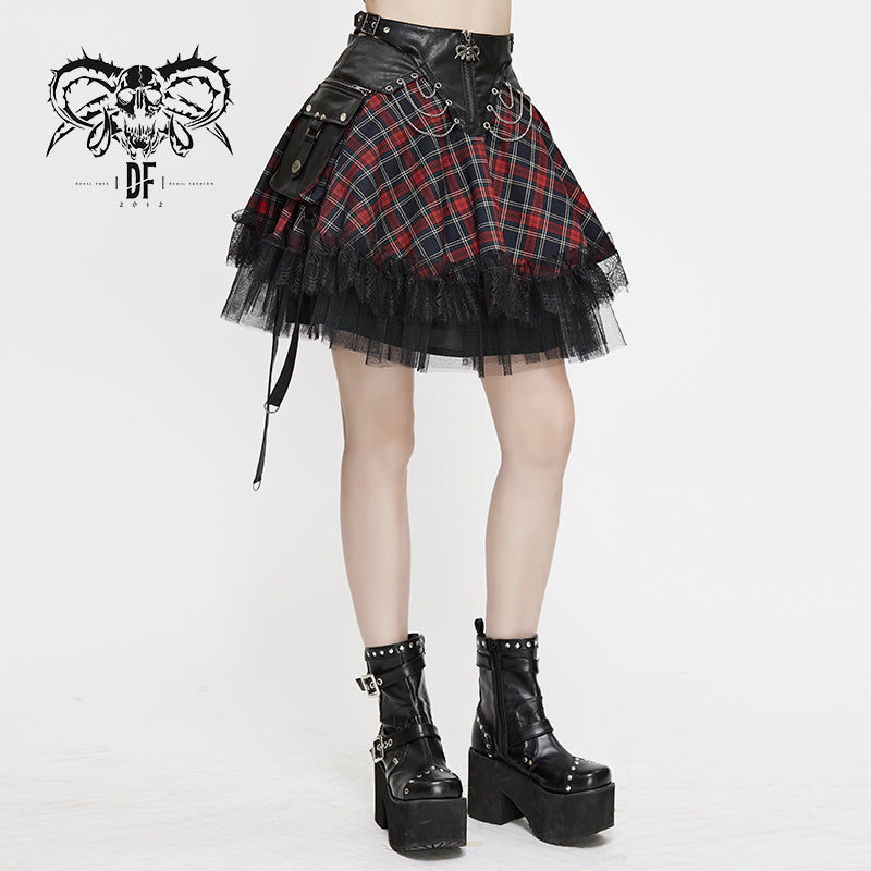 Rotten to the Core Plaid Skirt by Devil Fashion