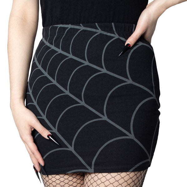 Spiderweb Mini Skirt Grey by Kreepsville 666