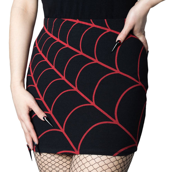Spiderweb Mini Skirt Red by Kreepsville 666