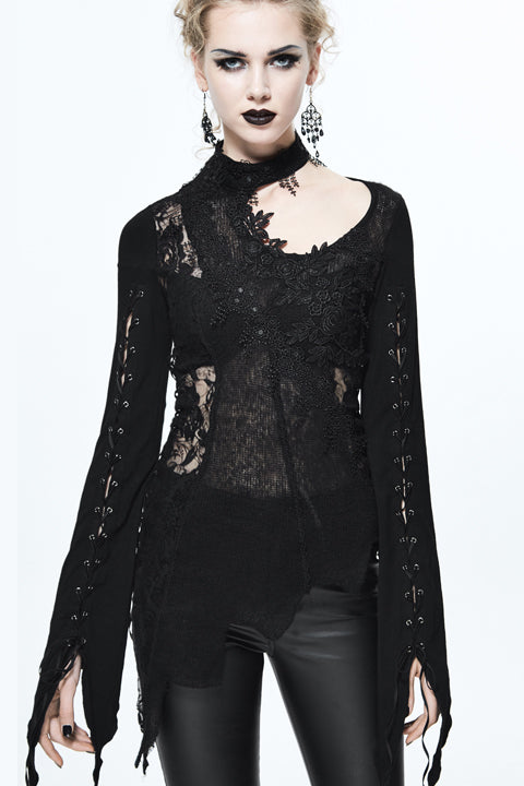 Rotting Roses Lace Sweater Top by Devil Fashion
