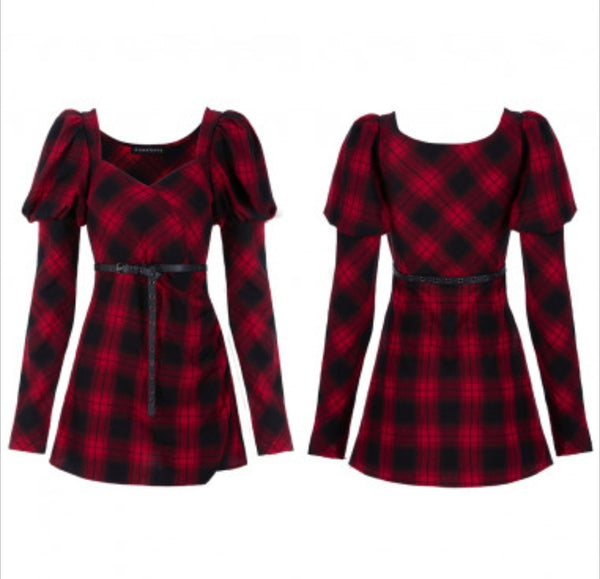 Damsel in Distres Plaid Dress by Punk Rave