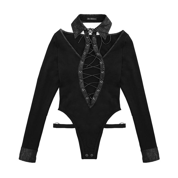Grim Tie Up Bodysuit by Devil Fashion