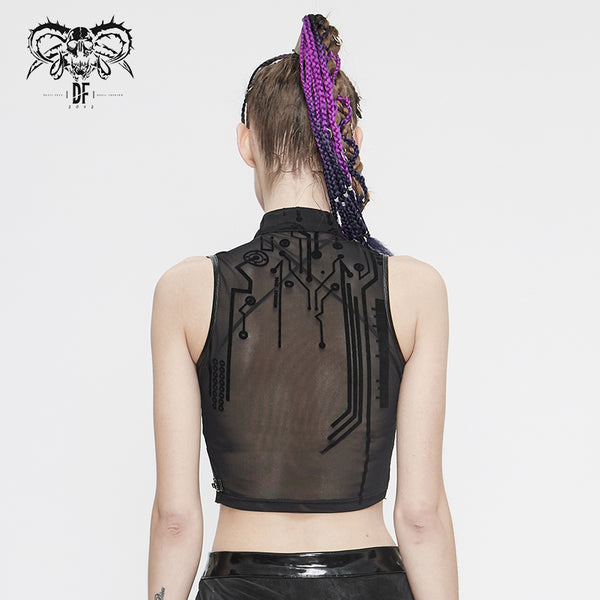 Digital Mesh Crop Top by Devil Fashion