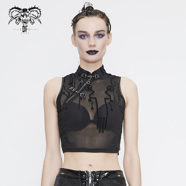 Digital Mesh Crop Top by Devil Fashion