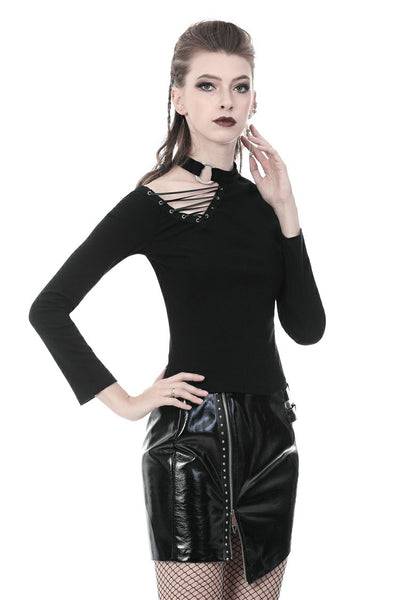 Punk Tie Up Shoulder Top by Dark In Love