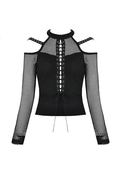 Abyss Lace Up Fishnet Top by Dark In Love