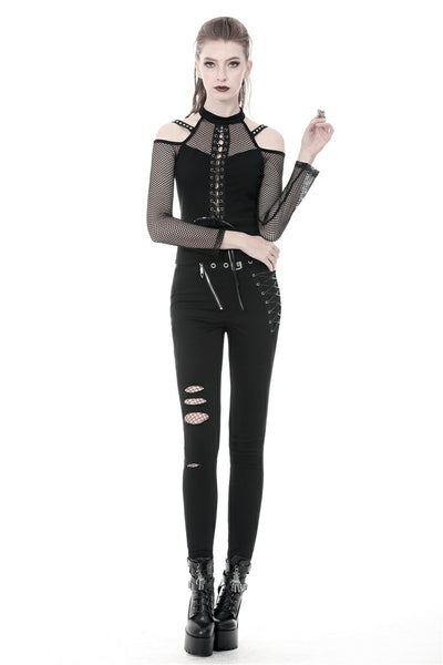 Abyss Lace Up Fishnet Top by Dark In Love