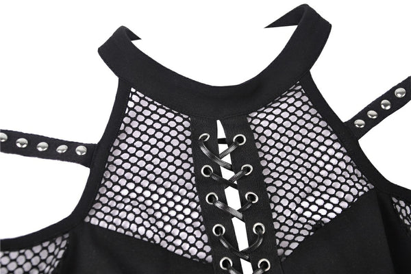 Abyss Lace Up Fishnet Top by Dark In Love