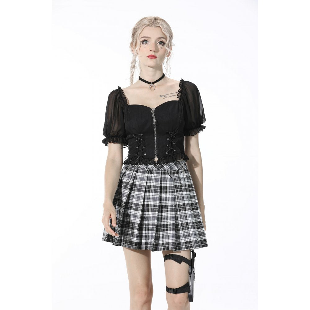 Over The Horizon Puff Sleeve Lace Up Top by Dark In Love