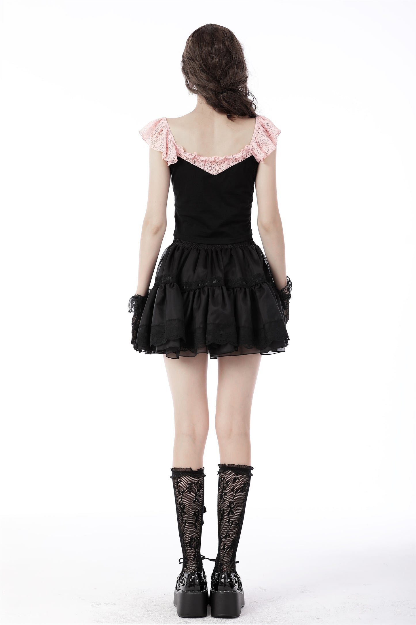 Miss Dolly Pink Frill Top by Dark In Love