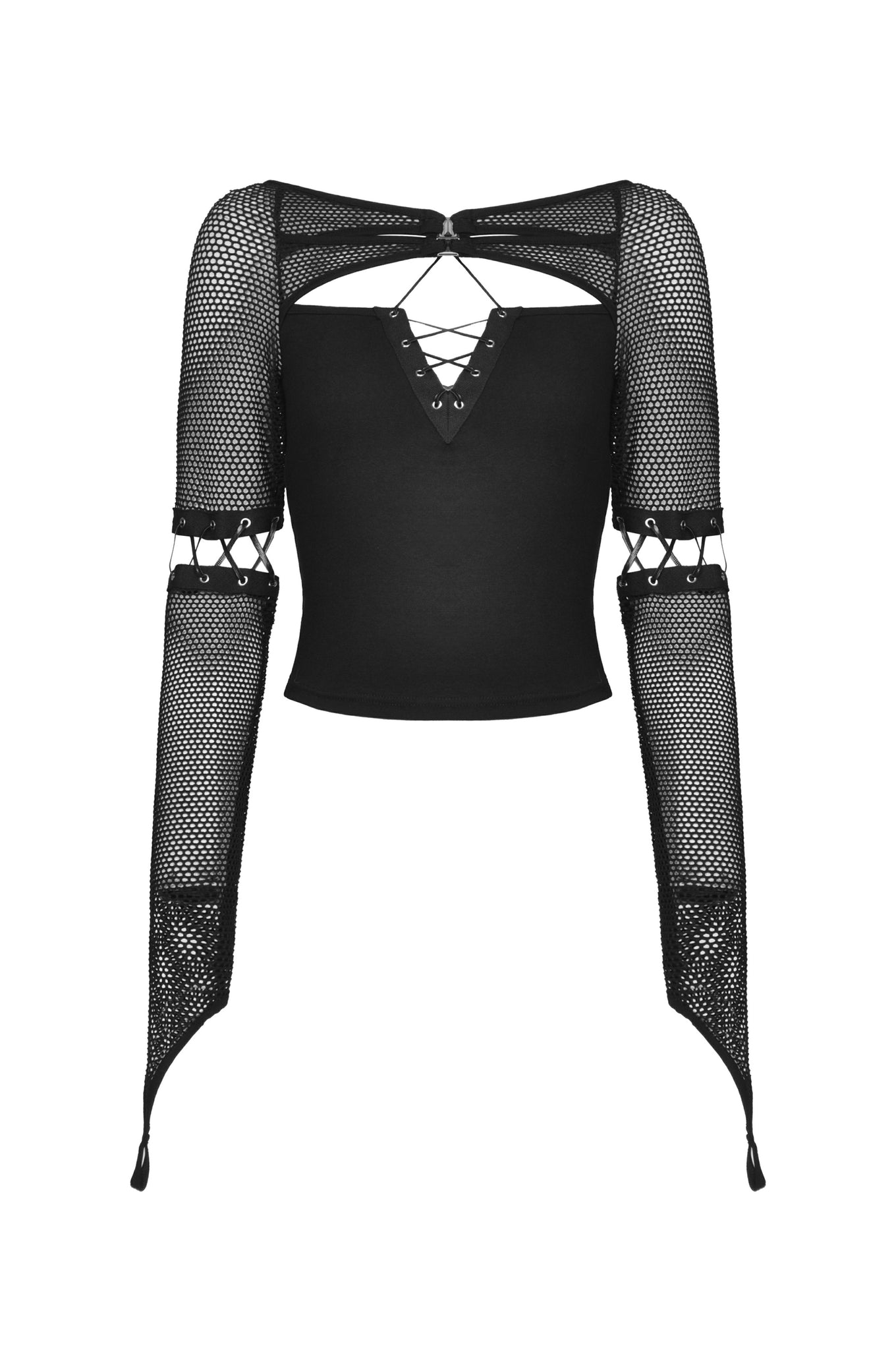 Dead Of The Night Fishnet Sleeve Top by Dark In Love