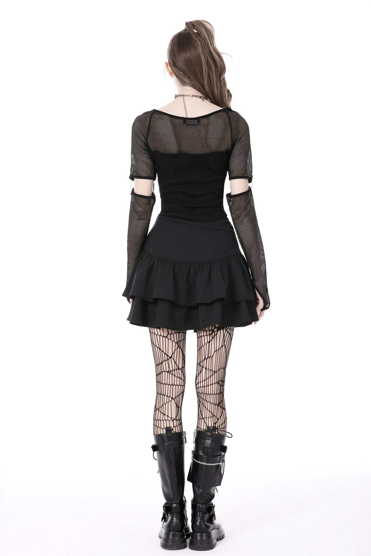 Dead Of The Night Fishnet Sleeve Top by Dark In Love