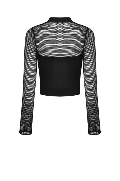 She Has Fangs Fishnet Sleeve Top by Dark In Love
