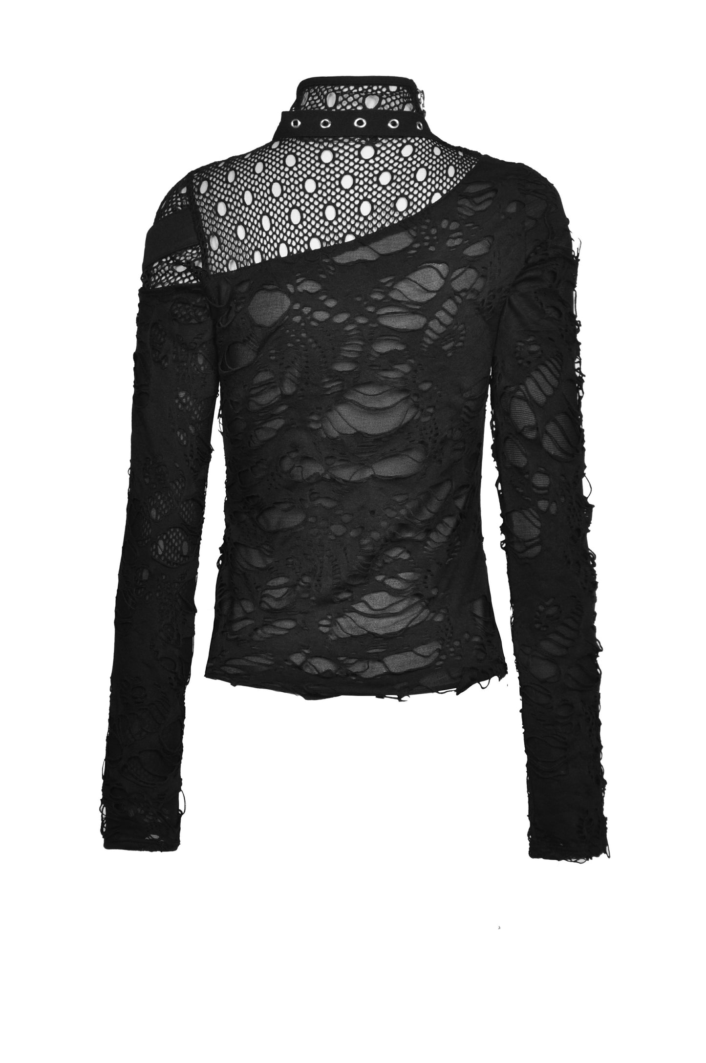 Reconstructed Shredded High Neck Top by Dark In Love