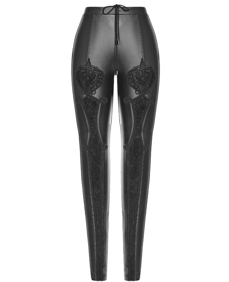 Cathedral Arch Faux Leather Leggings - Black by Punk Rave