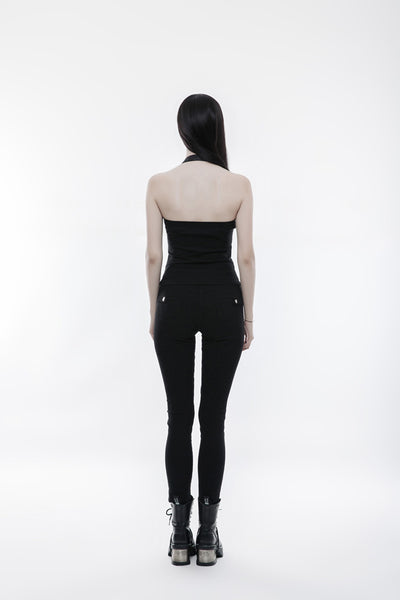 Skully Halter Vest Top by Punk Rave