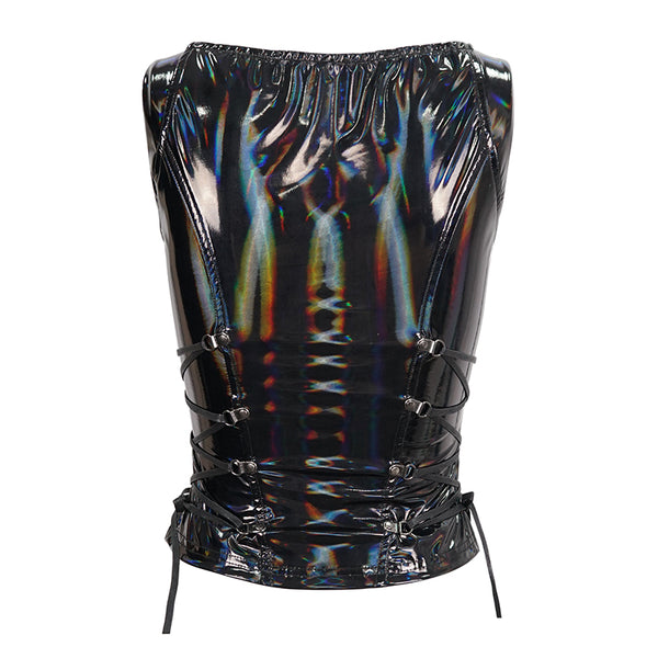 Singing Serpent Faux Leather Top by Devil Fashion